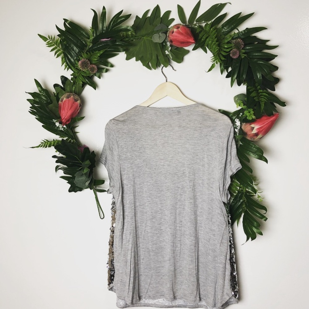 Jennifer Lopez plus size gray silver sequin blouse - Picture 3 of 3